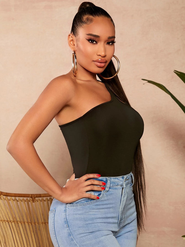 Sleeveless One Shoulder Bodysuit