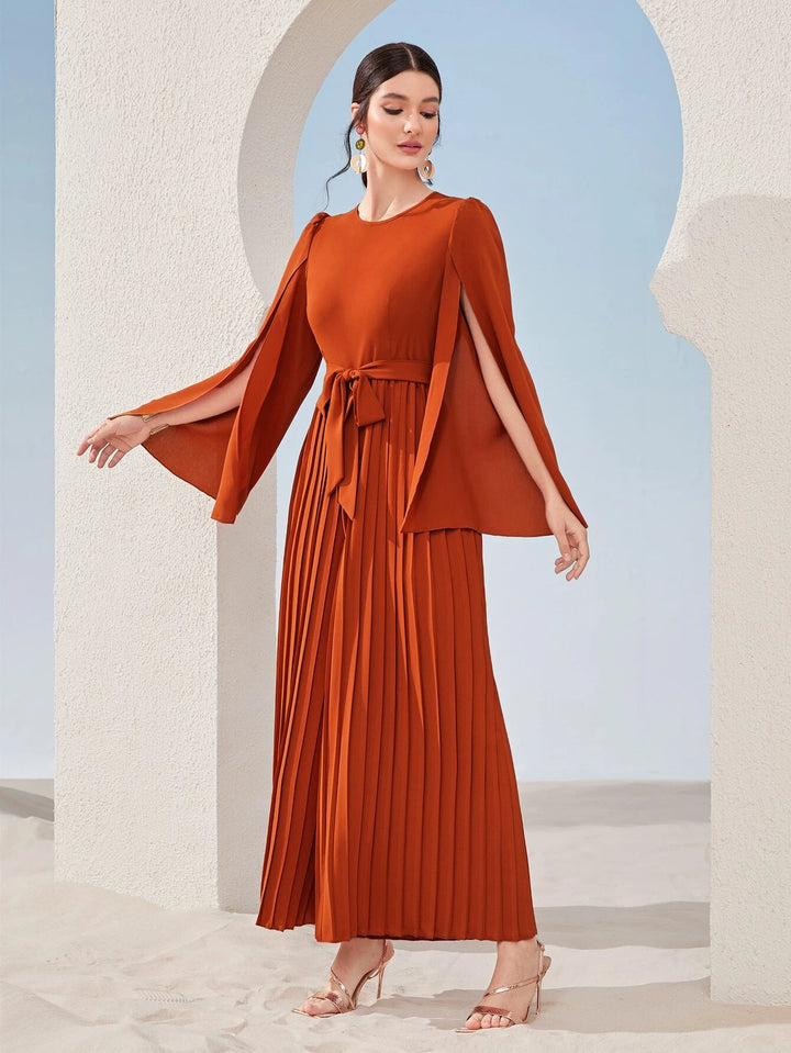 Long Sleeve Hem Belted Jumpsuit