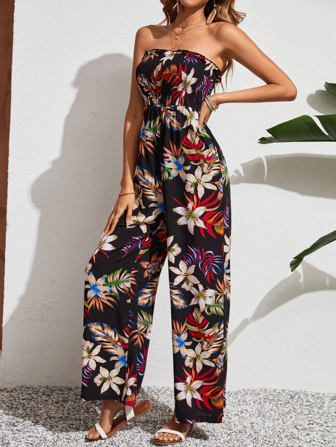 Tropical Print Long Jumpsuit – Comfy Jumpsuits