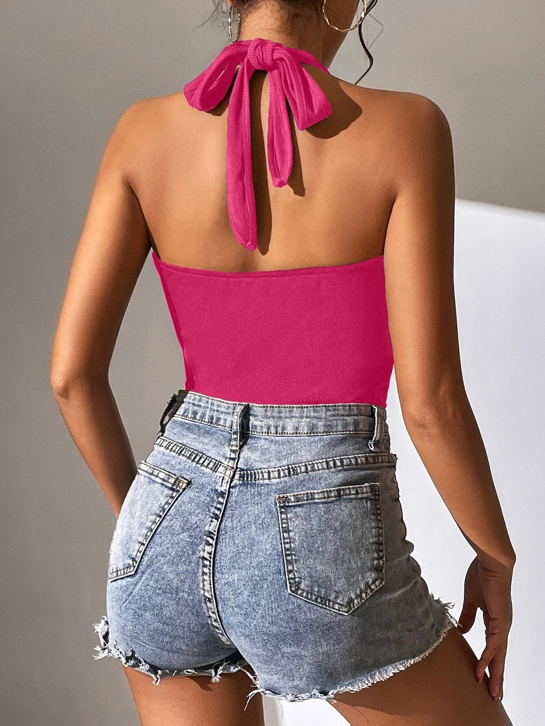 Tie Backless Halter Bodysuit