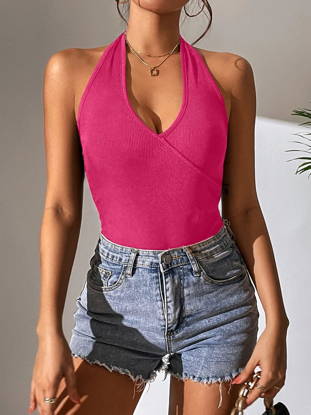 Tie Backless Halter Bodysuit