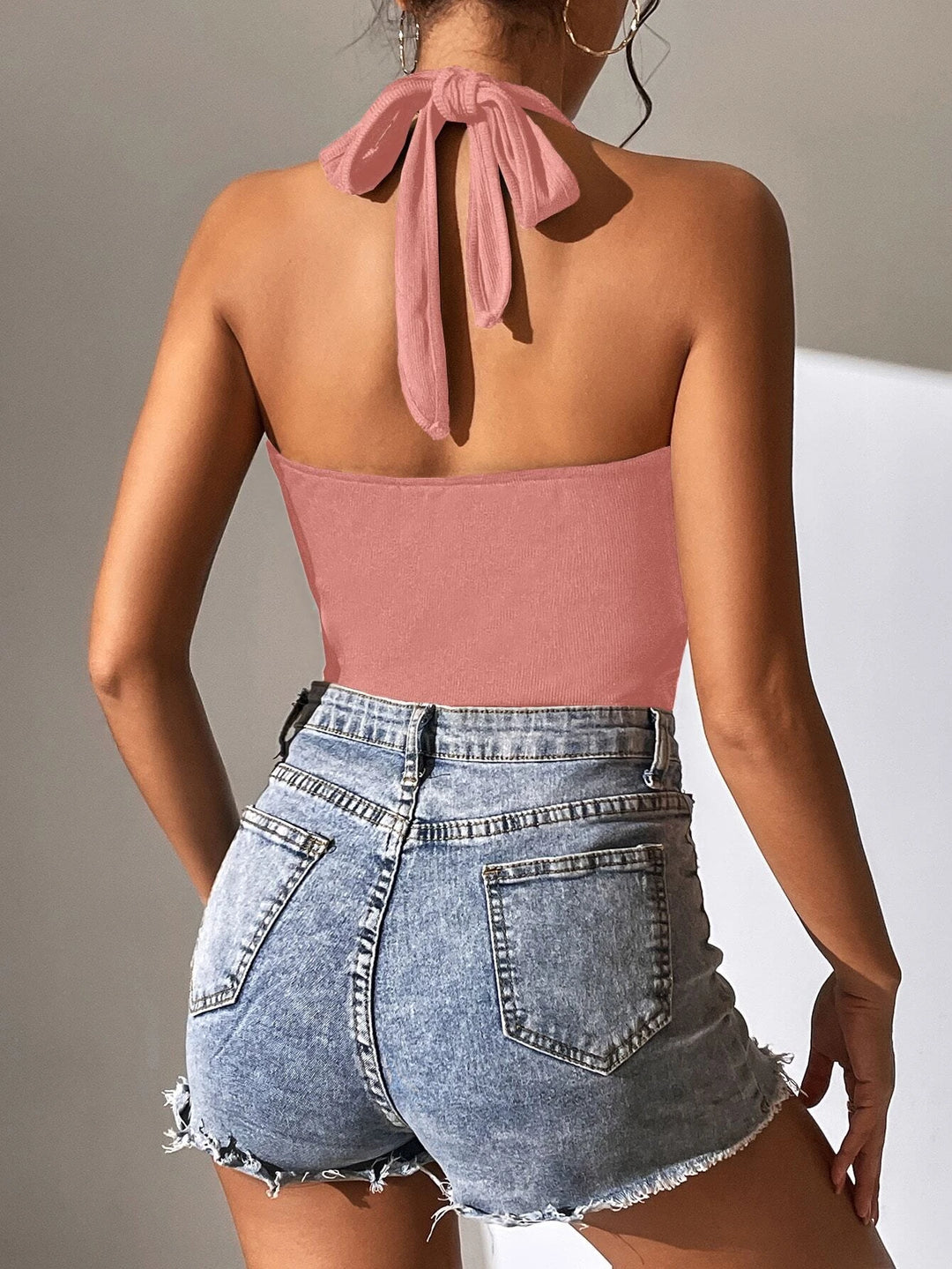 Tie Backless Halter Bodysuit