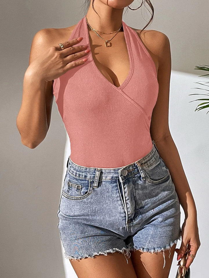 Tie Backless Halter Bodysuit