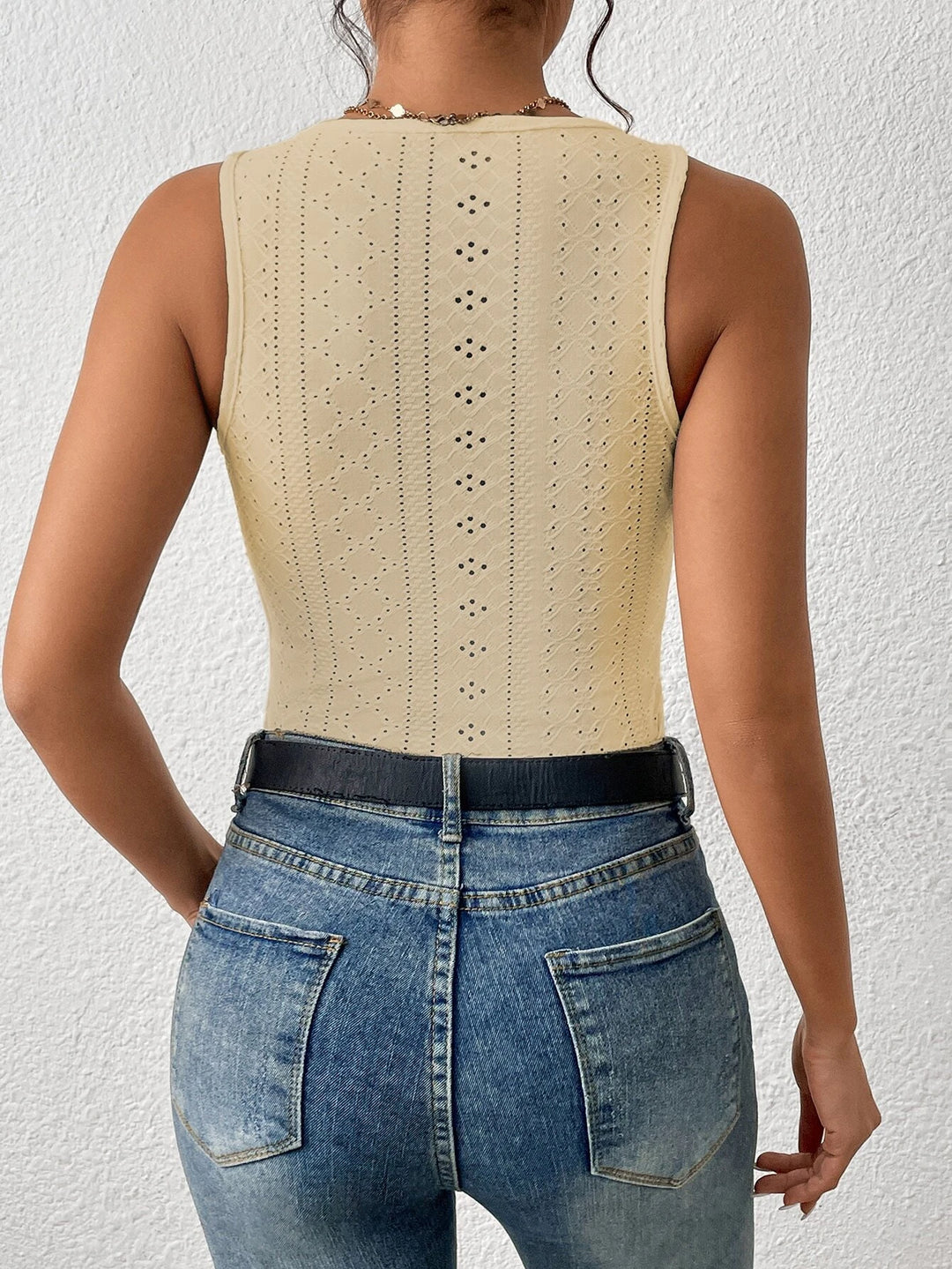 Eyelet Embroidery Tank Bodysuit