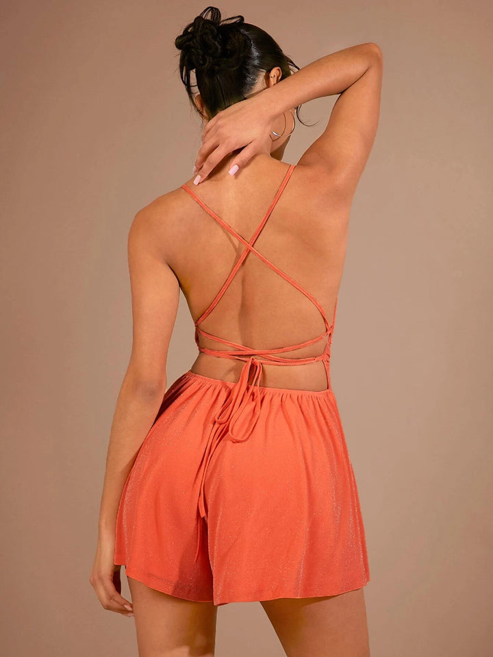 Crisscross Backless Cami Romper