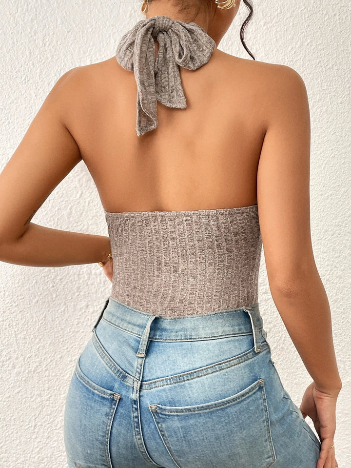 Halter Neck Backless Bodysuit