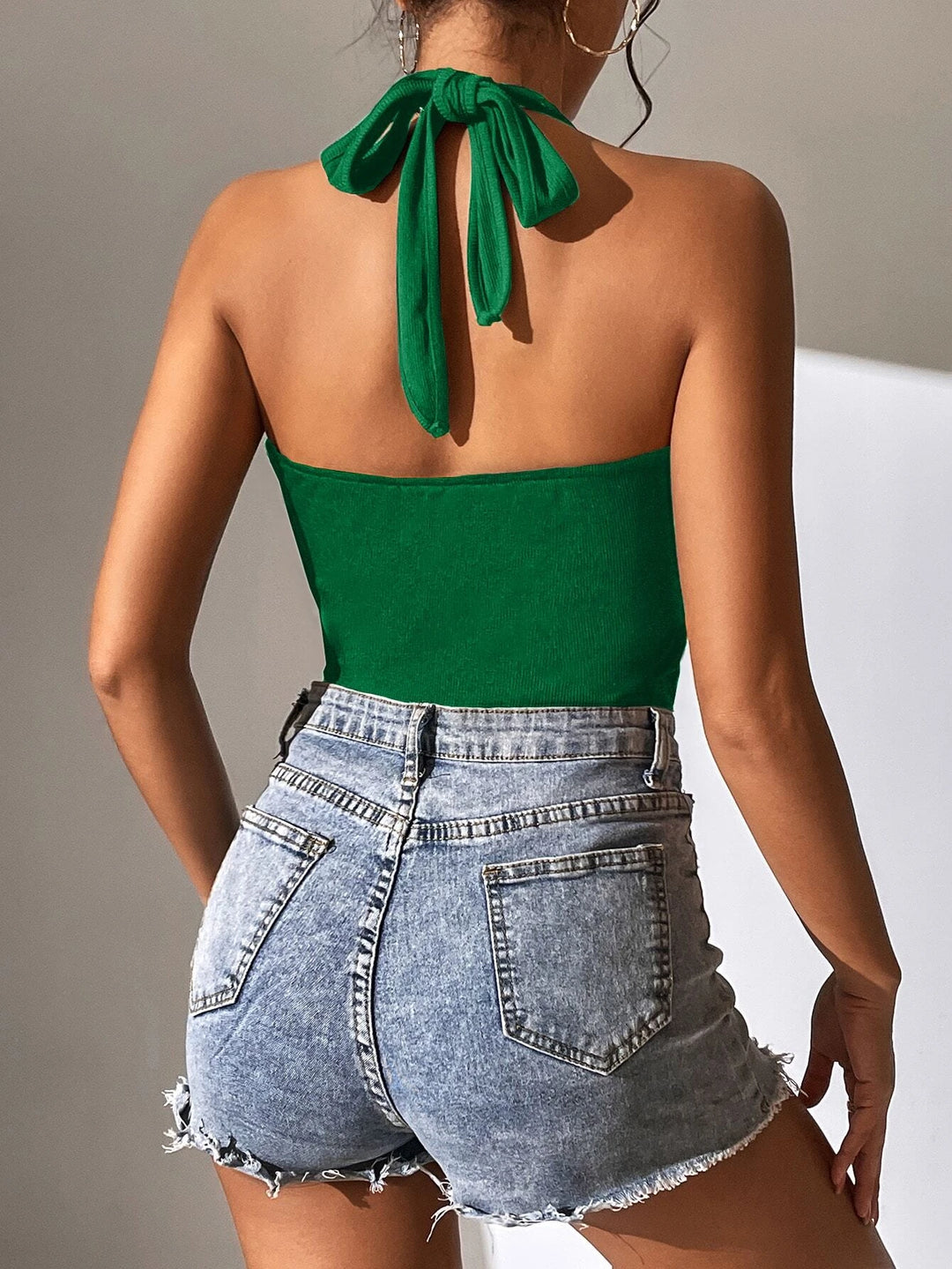 Tie Backless Halter Bodysuit