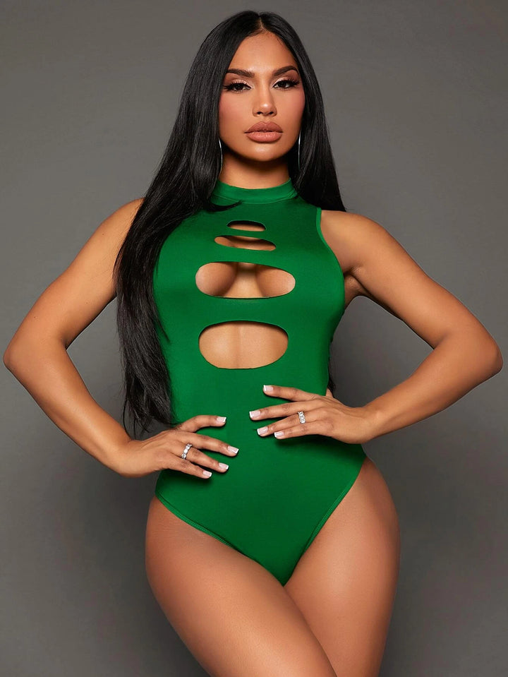 Cut Out Front Mock Neck Bodysuit