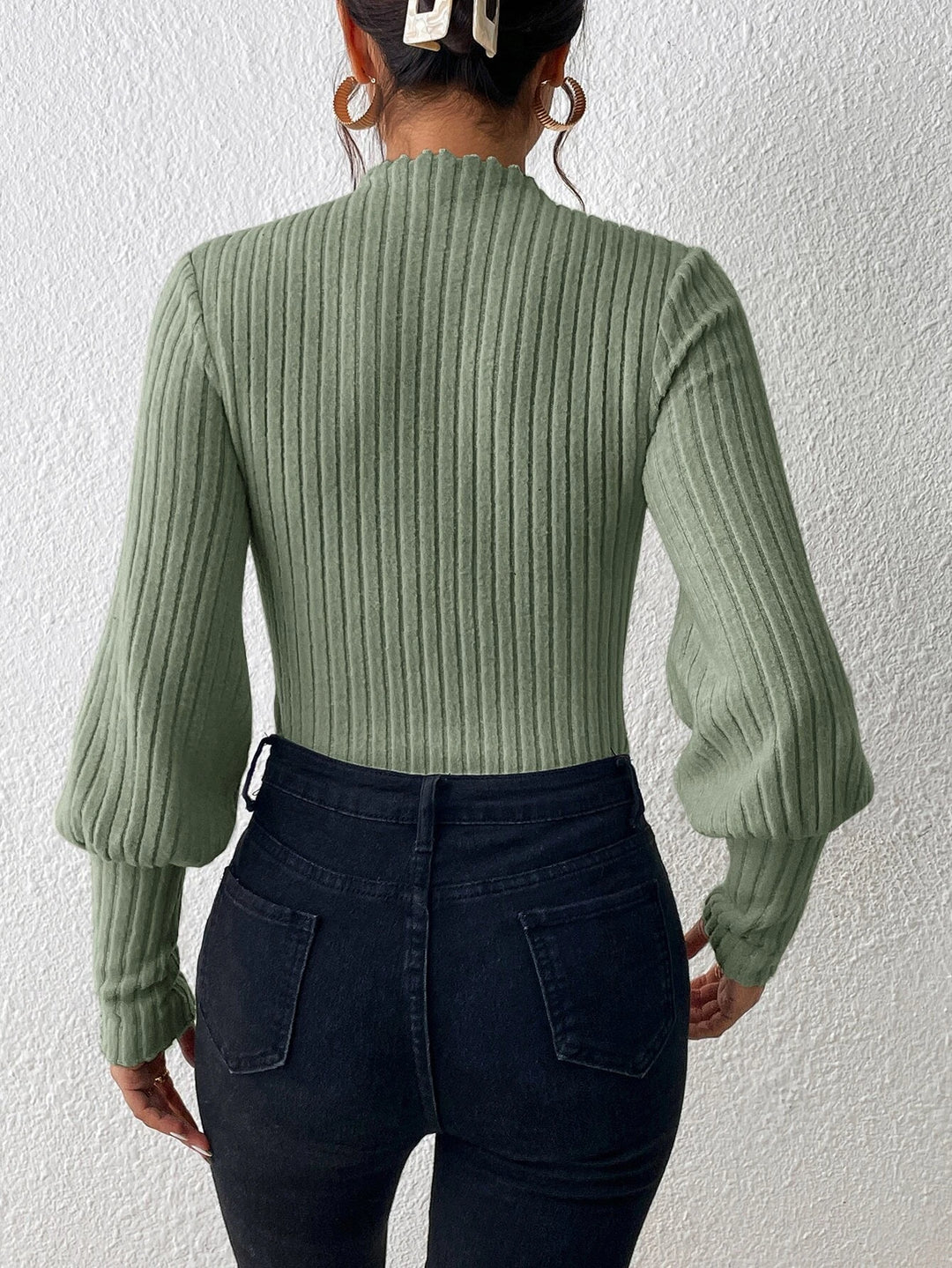 Sleeve Ribbed Knit Bodysuit