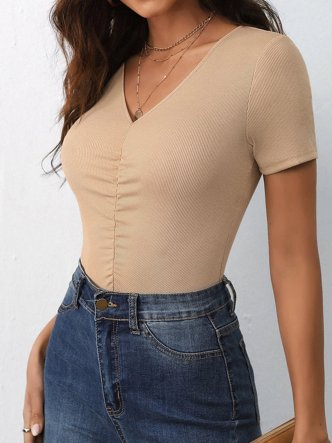 Solid Ruched Bodysuit