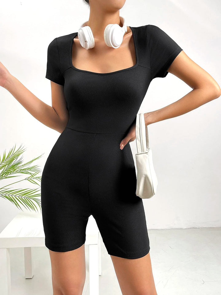 Short Sleeve Unitard Romper