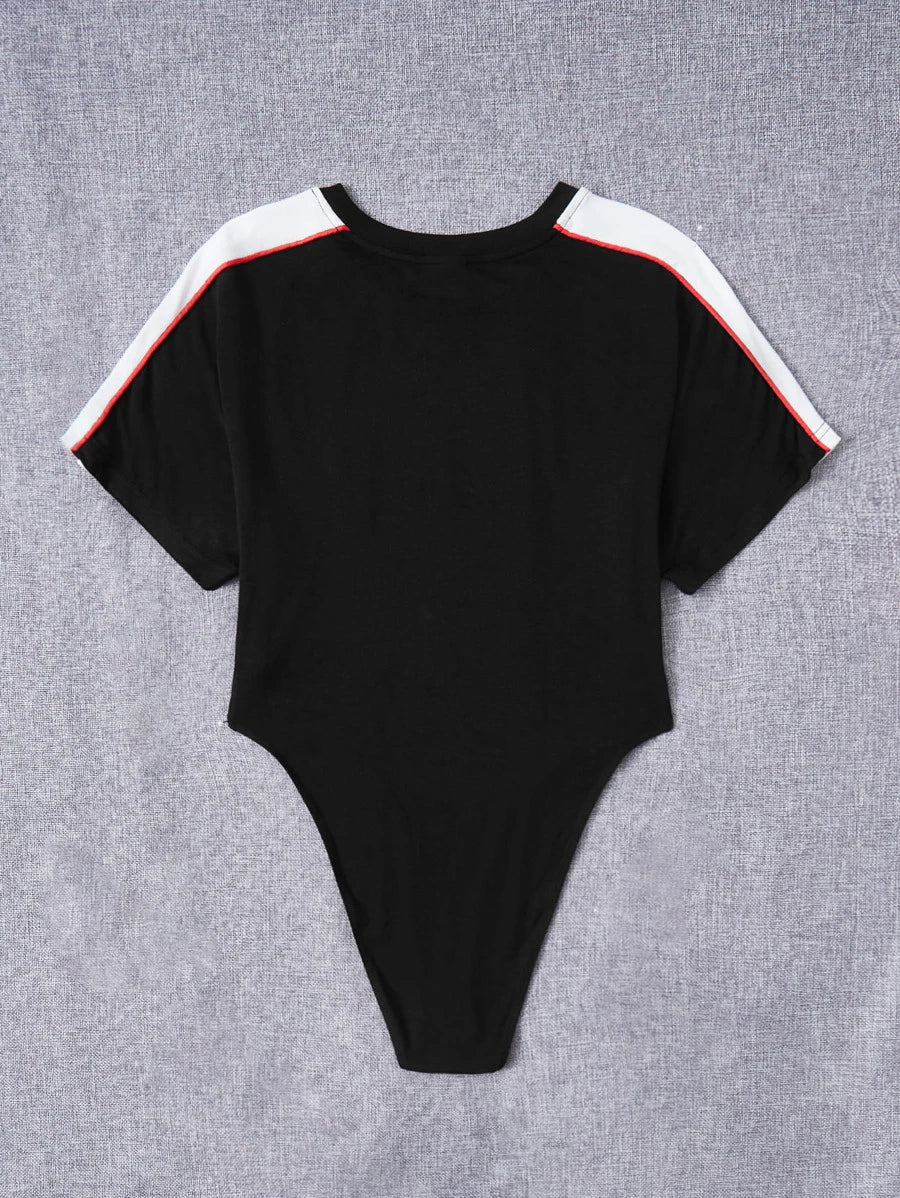 Graphic Contrast Side Seam Bodysuit