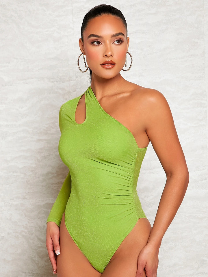 One Shoulder Cut Out Front Bodysuit