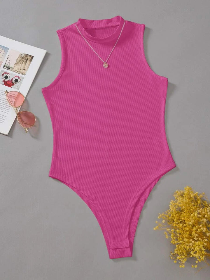 Solid Mock Neck Slim Fit Bodysuit