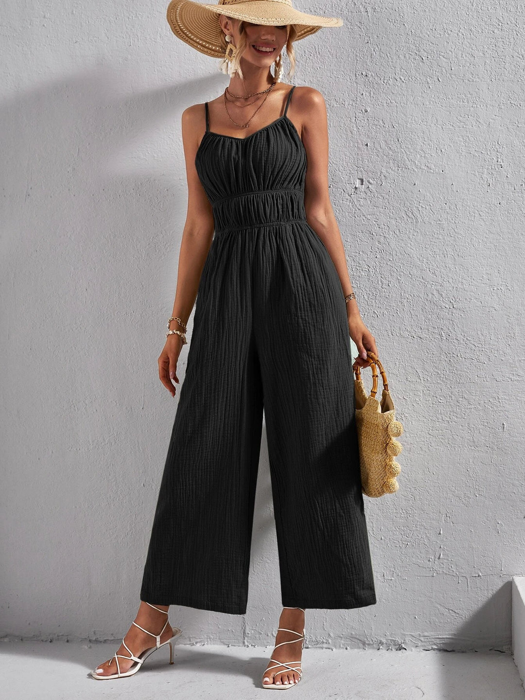 Solid Colored Cami Jumpsuit