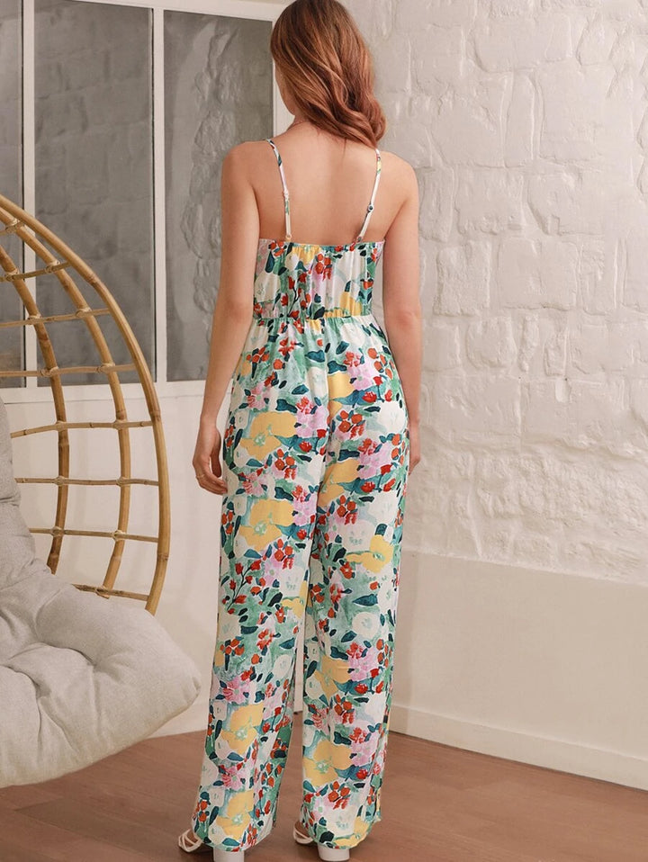 Floral Print Cami Jumpsuit Without Belt