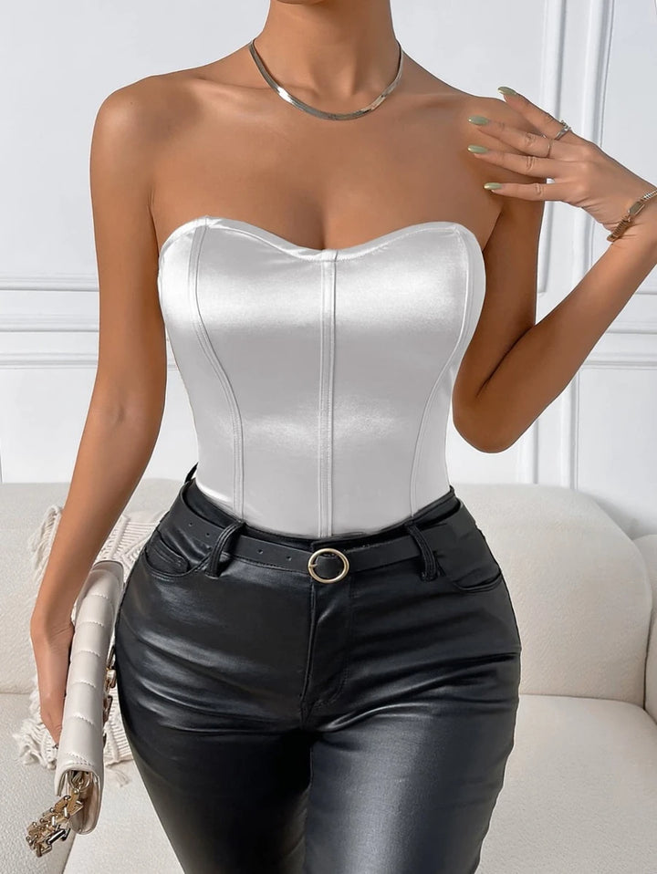 Solid Tube Satin Bodysuit