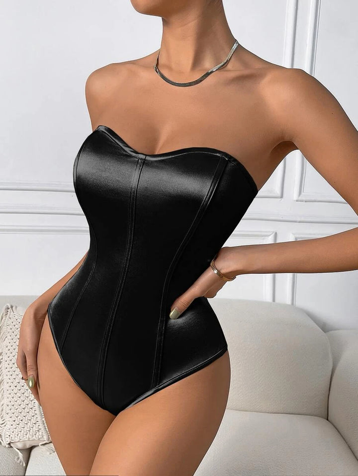 Solid Tube Satin Bodysuit