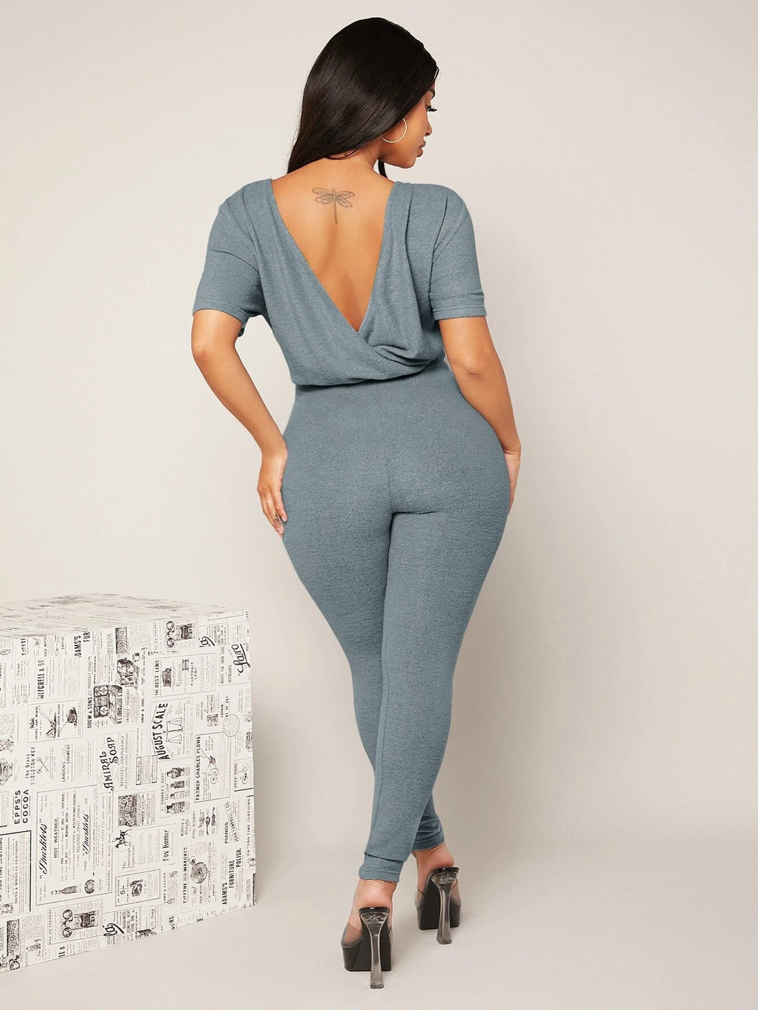 Backless Solid Colored Jumpsuit
