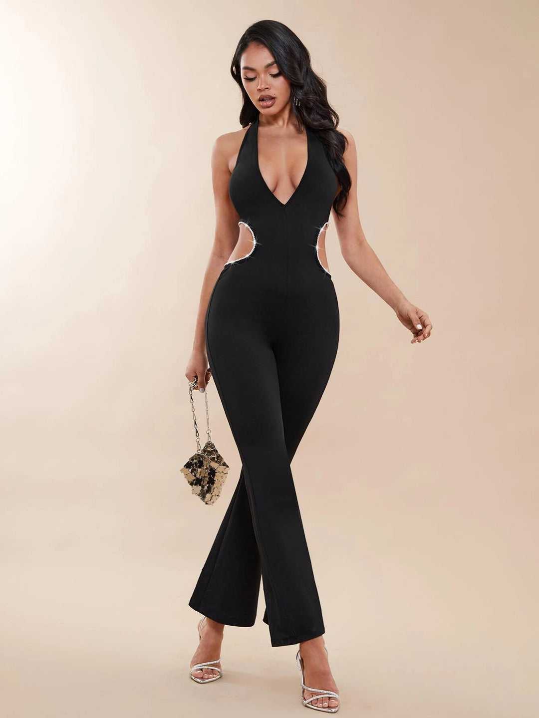 Deep V-neck Jumpsuit