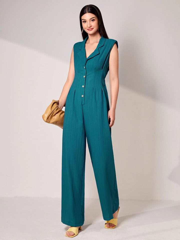 Lapel Collar Wide Bottom Jumpsuit