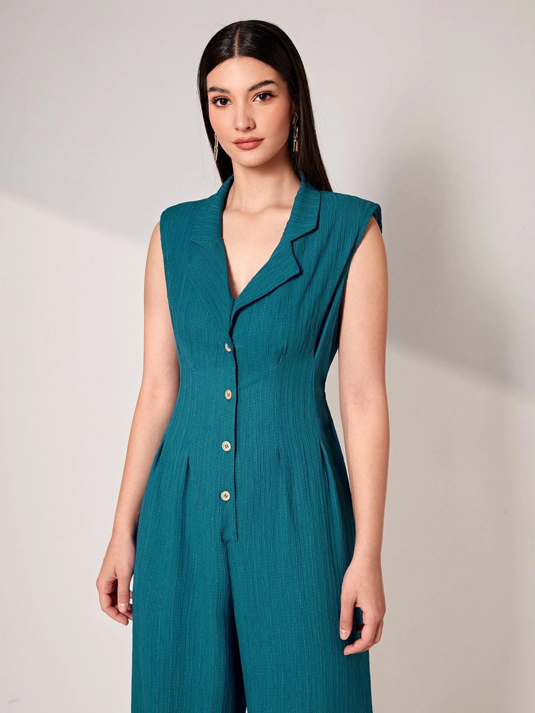 Lapel Collar Wide Bottom Jumpsuit