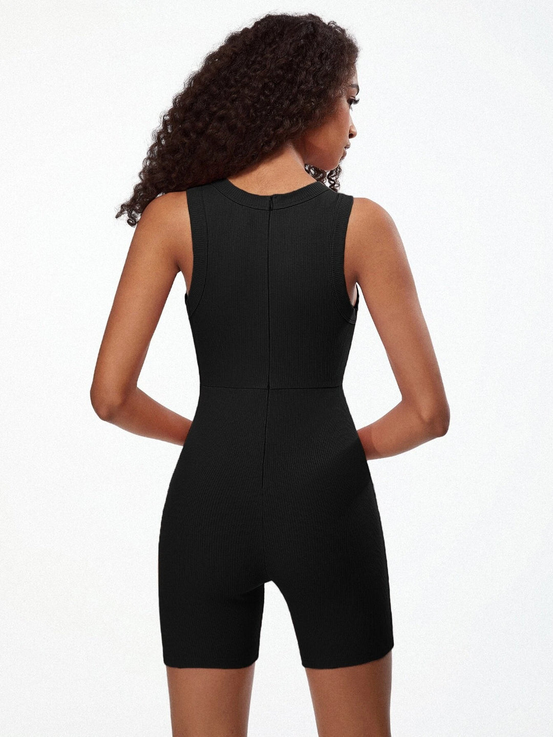 Ribbed Knit Unitard Romper