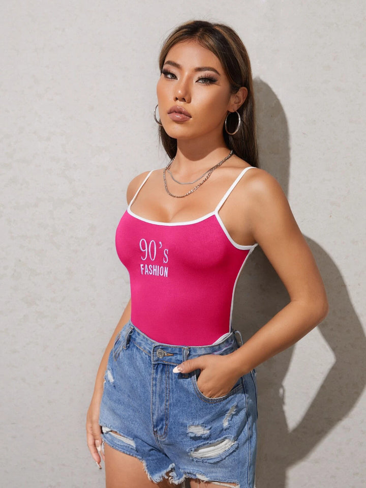 Letter Graphic Contrast Cami Bodysuit