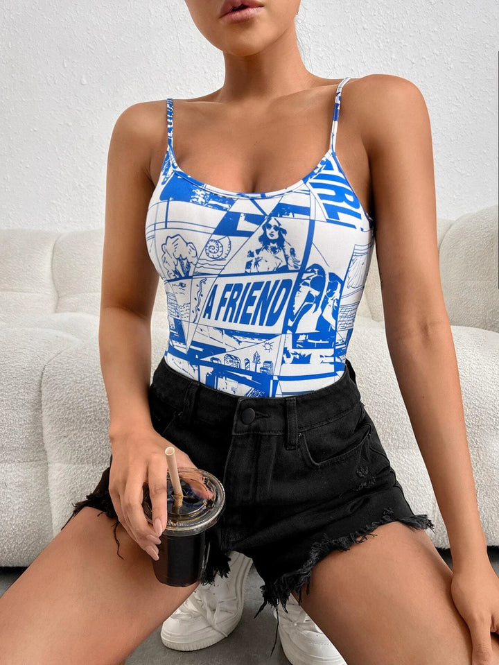 Letter Graphic Cami Bodysuit