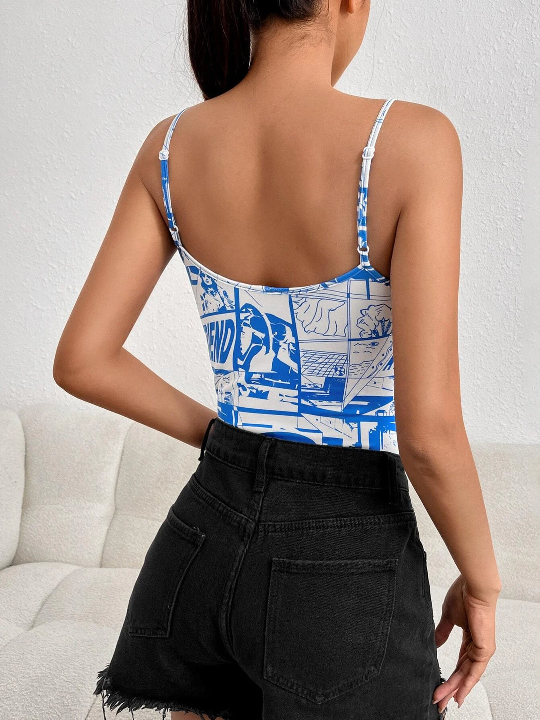 Letter Graphic Cami Bodysuit