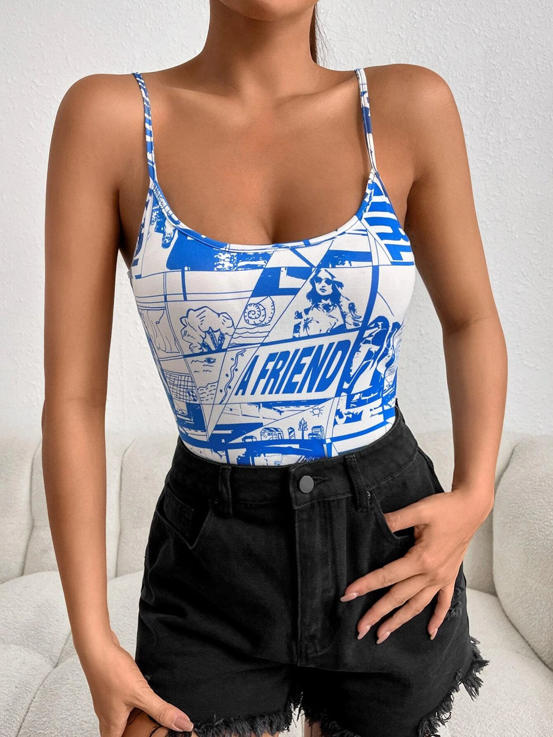 Letter Graphic Cami Bodysuit