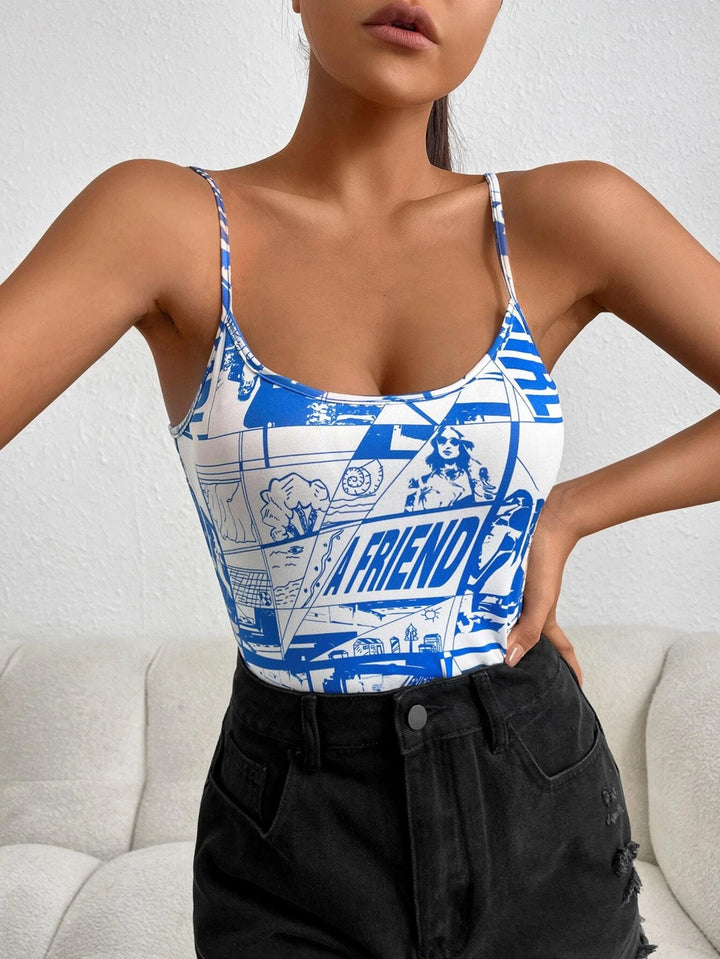 Letter Graphic Cami Bodysuit