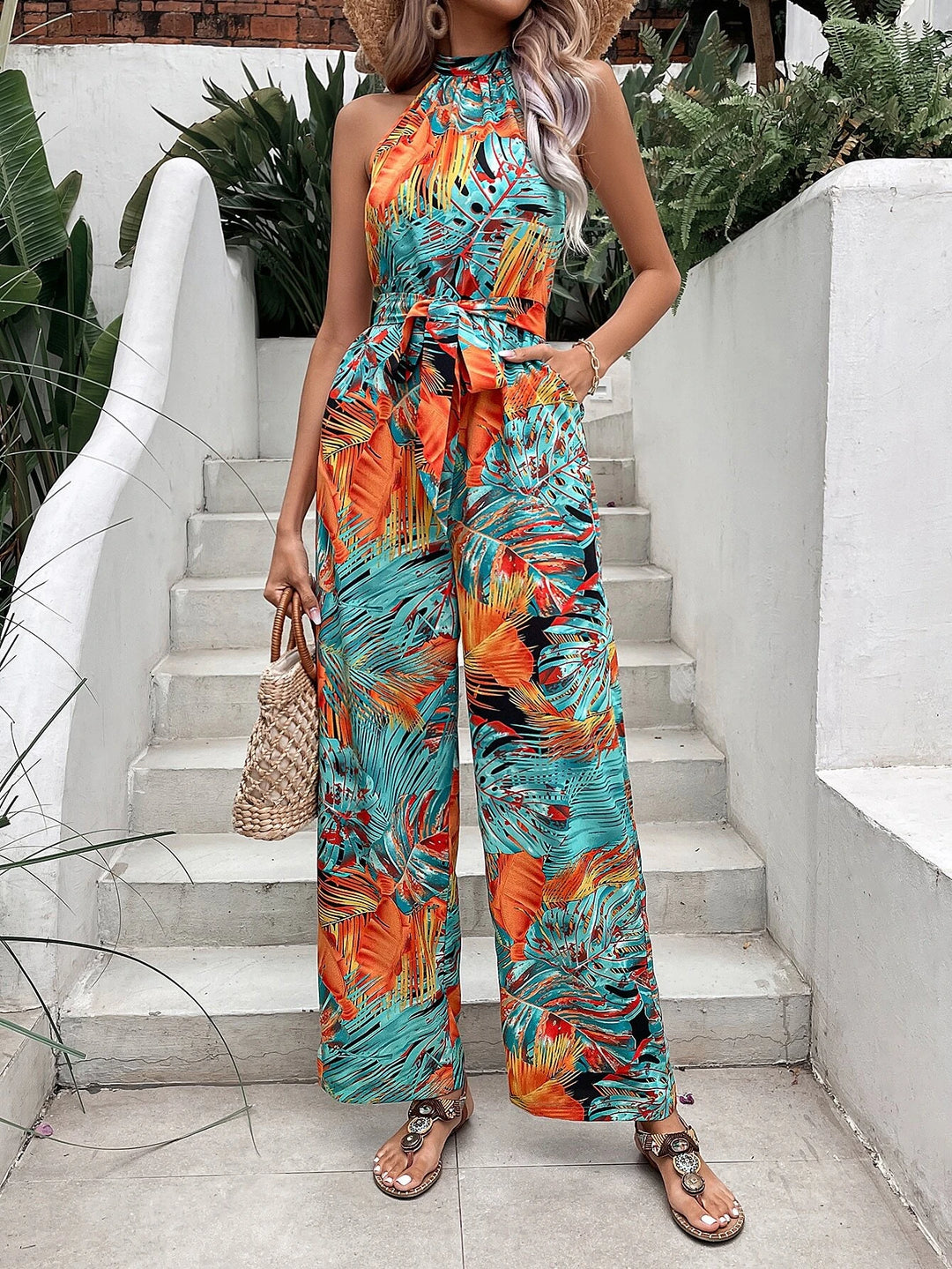 Belted Halter Jumpsuit