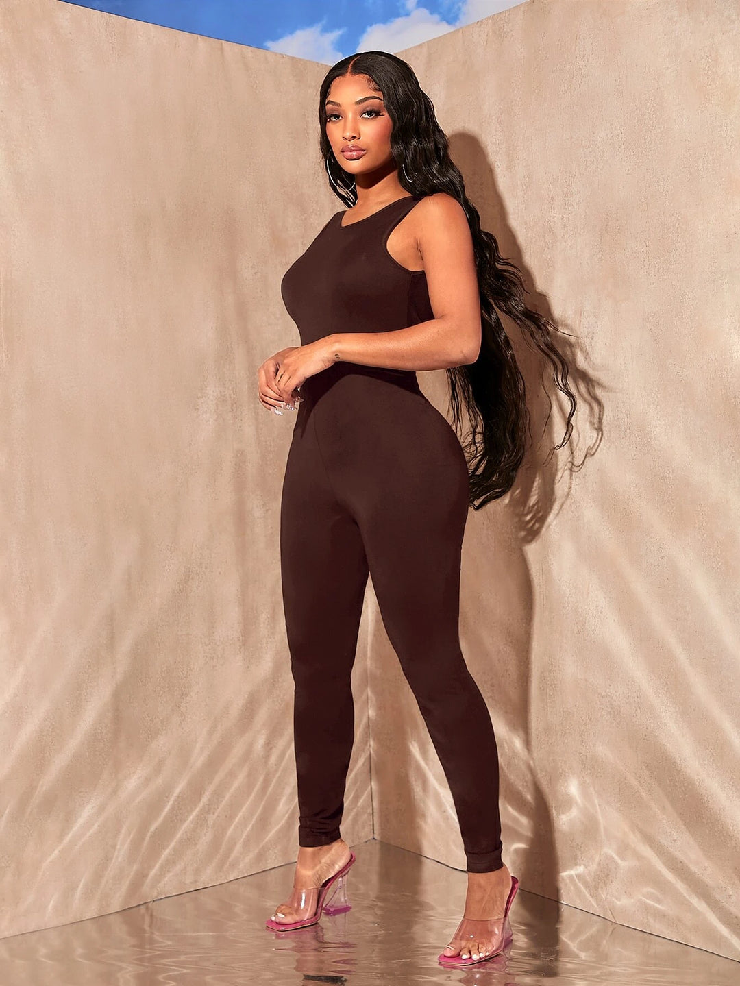 Round Neck Backless Jumpsuit