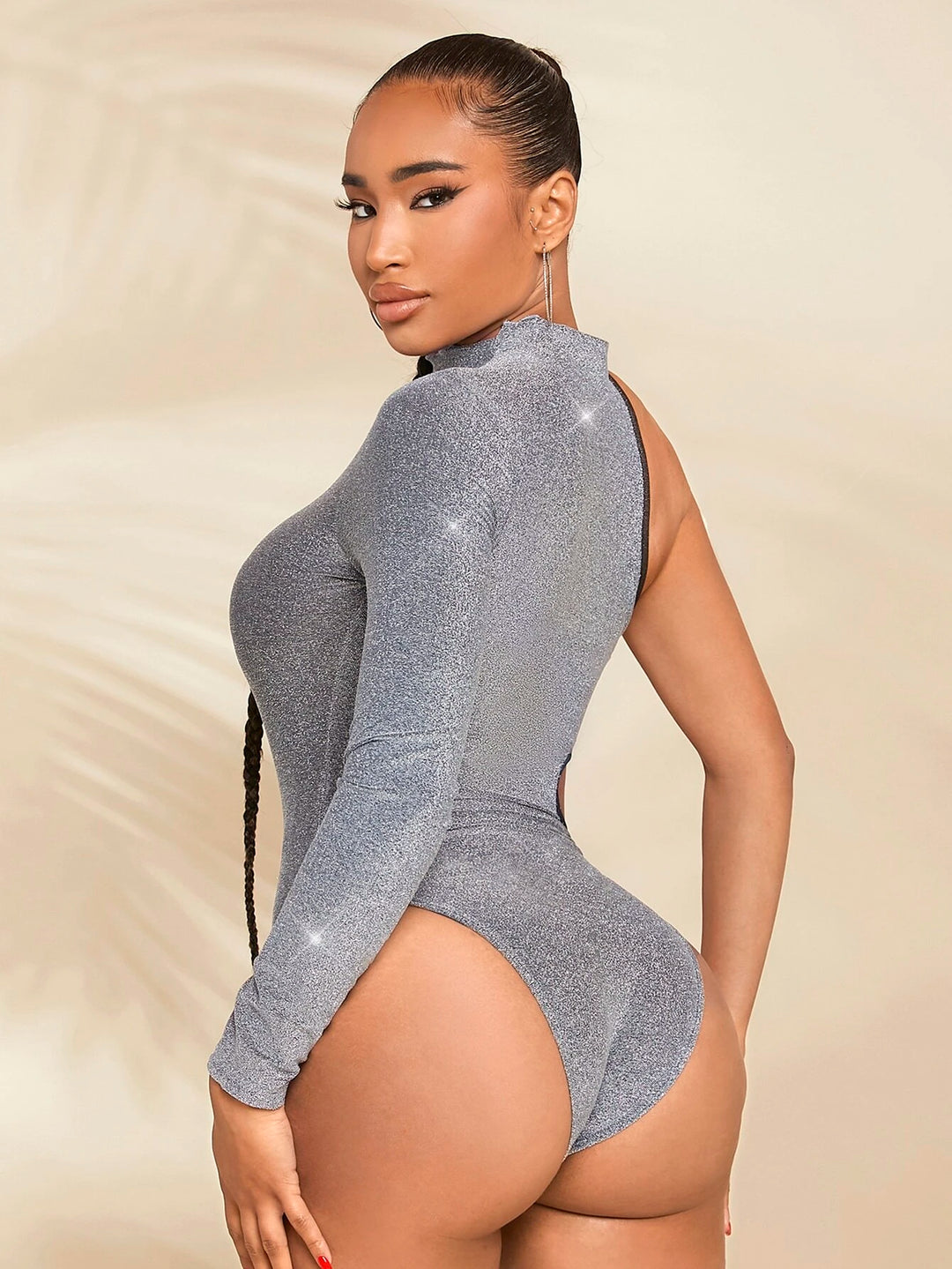 Long Sleeve Asymmetrical Neck Bodysuit