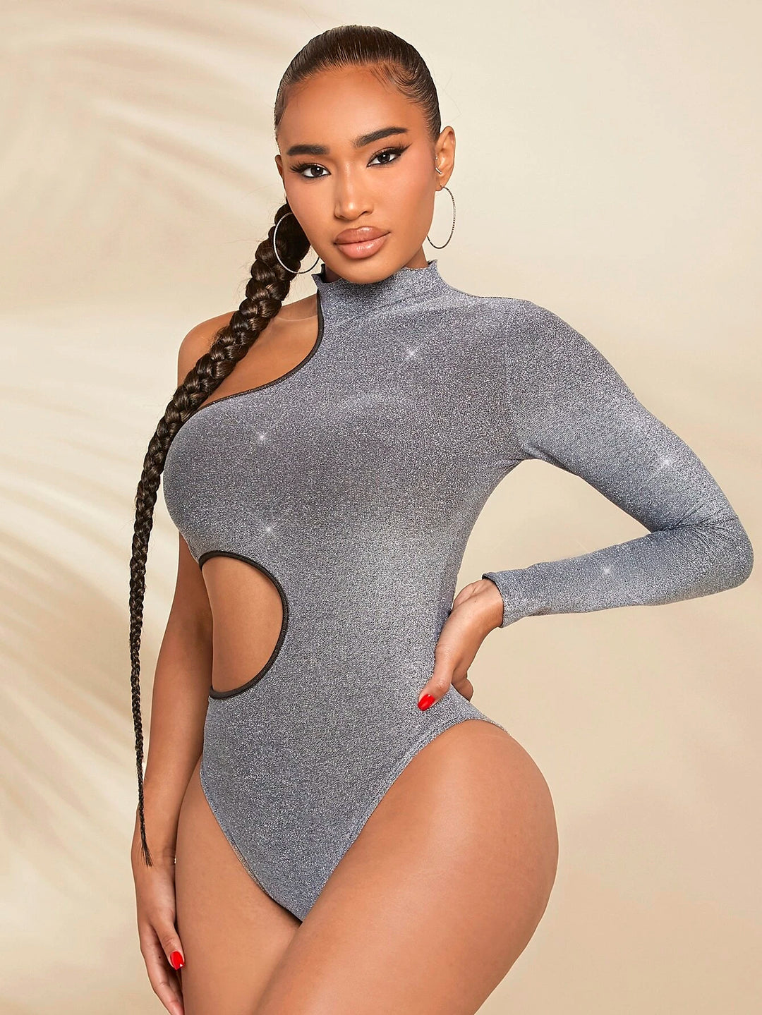 Long Sleeve Asymmetrical Neck Bodysuit