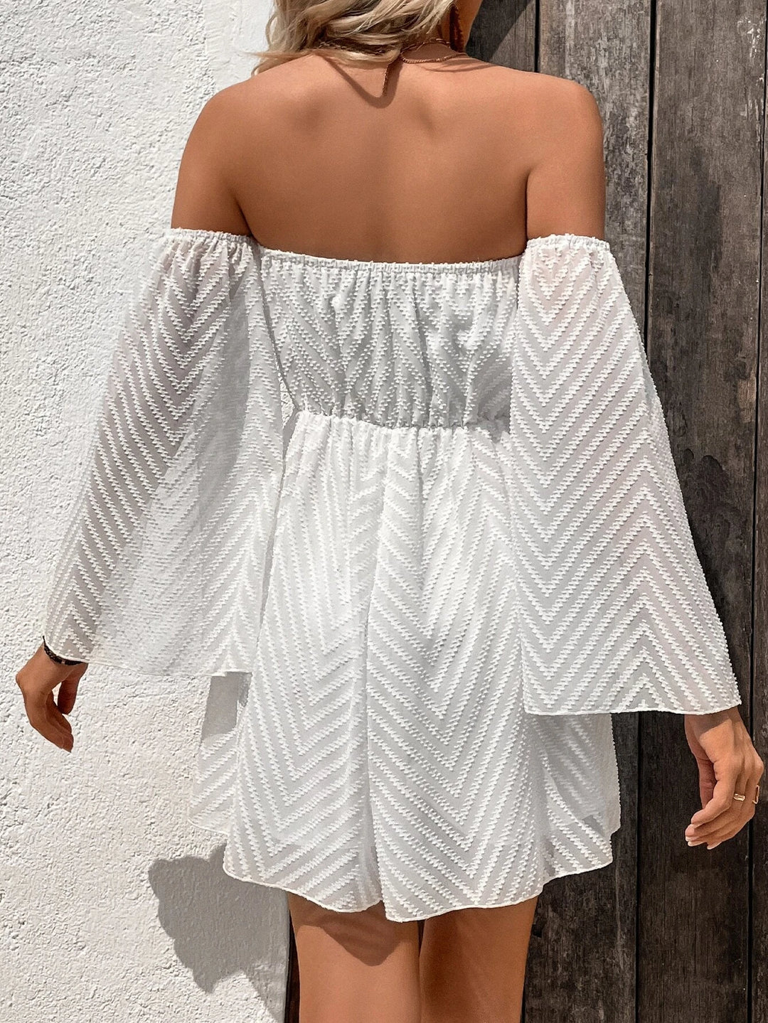 Off Shoulder Knot Front Split Sleeve Romper