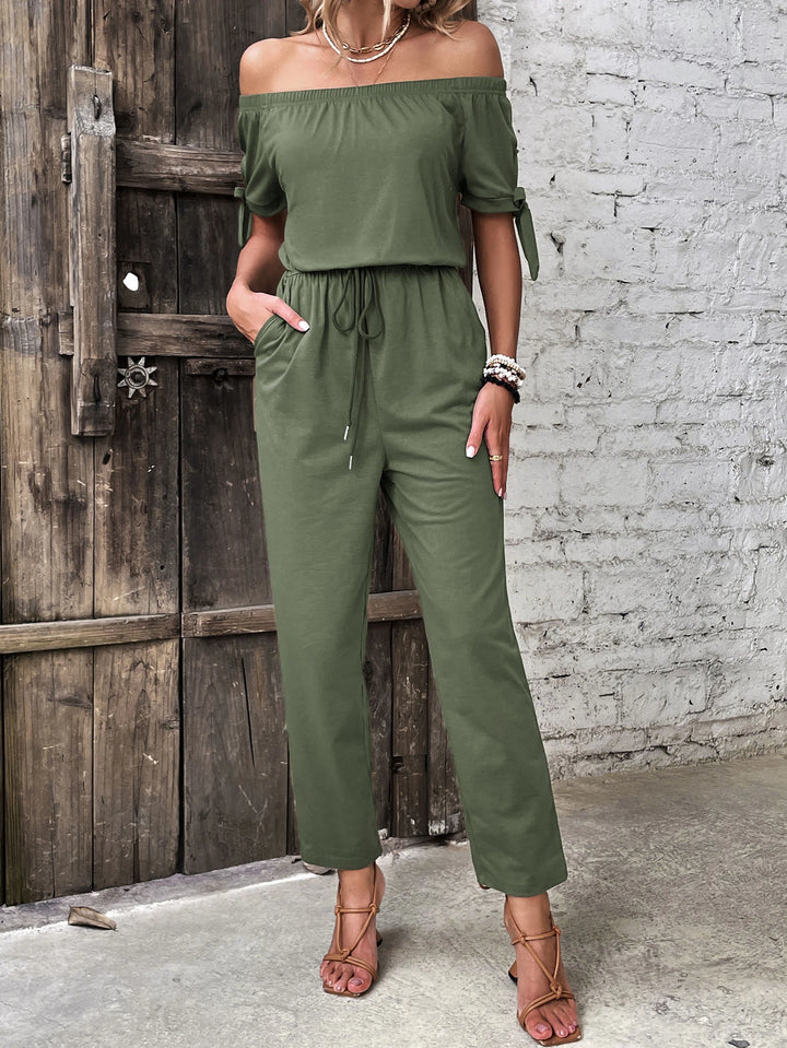 Off Shoulder Short Sleeve Jumpsuit