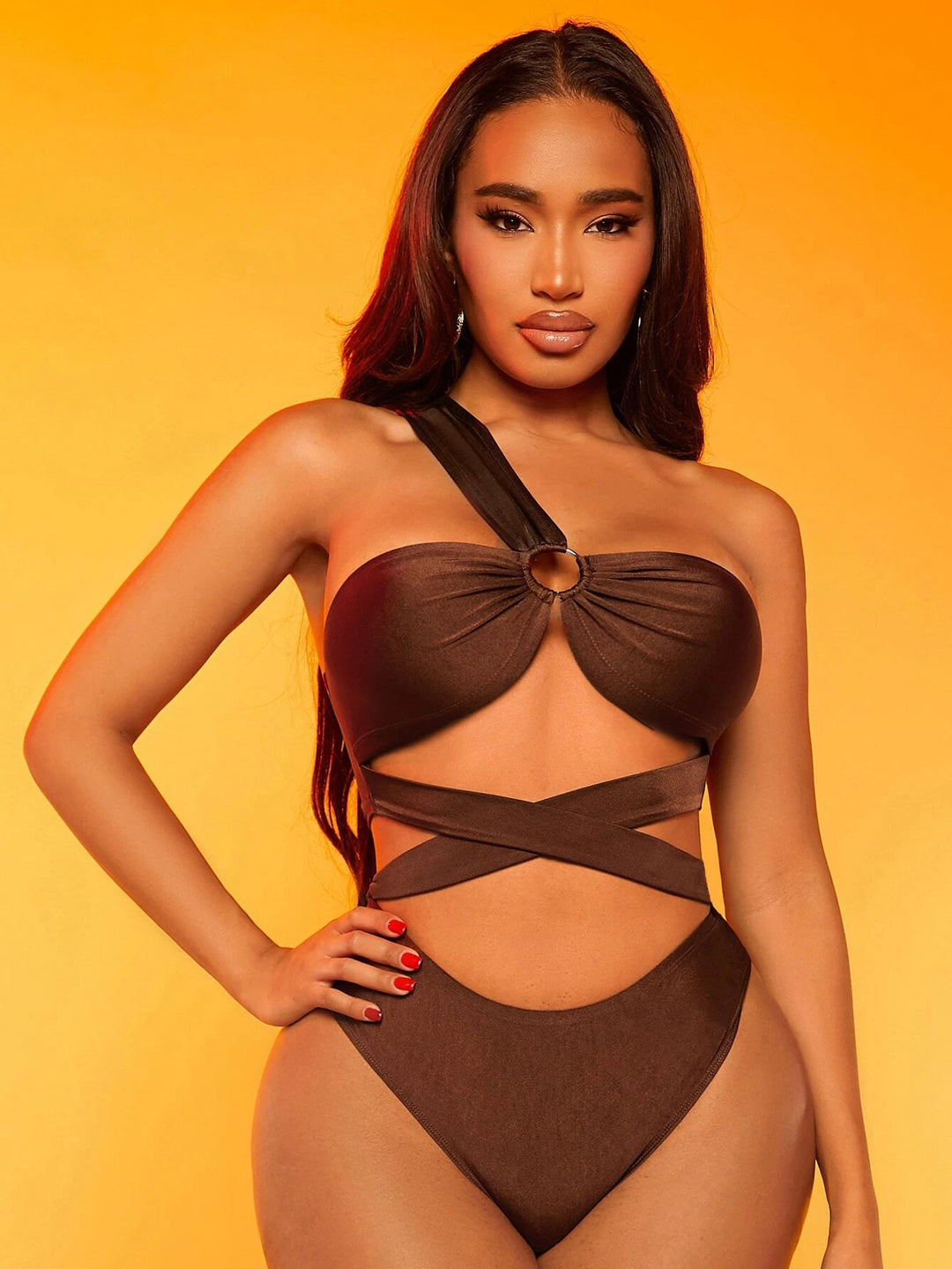 One Shoulder Crisscross Front Bodysuit