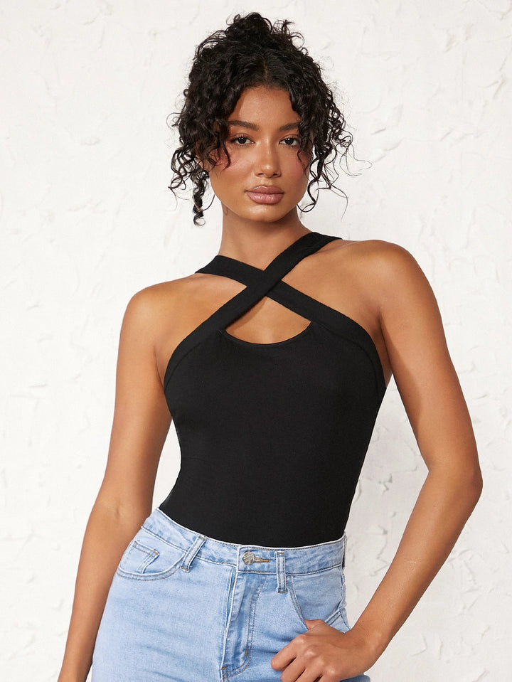 Sleeveless Crisscross Bodysuit