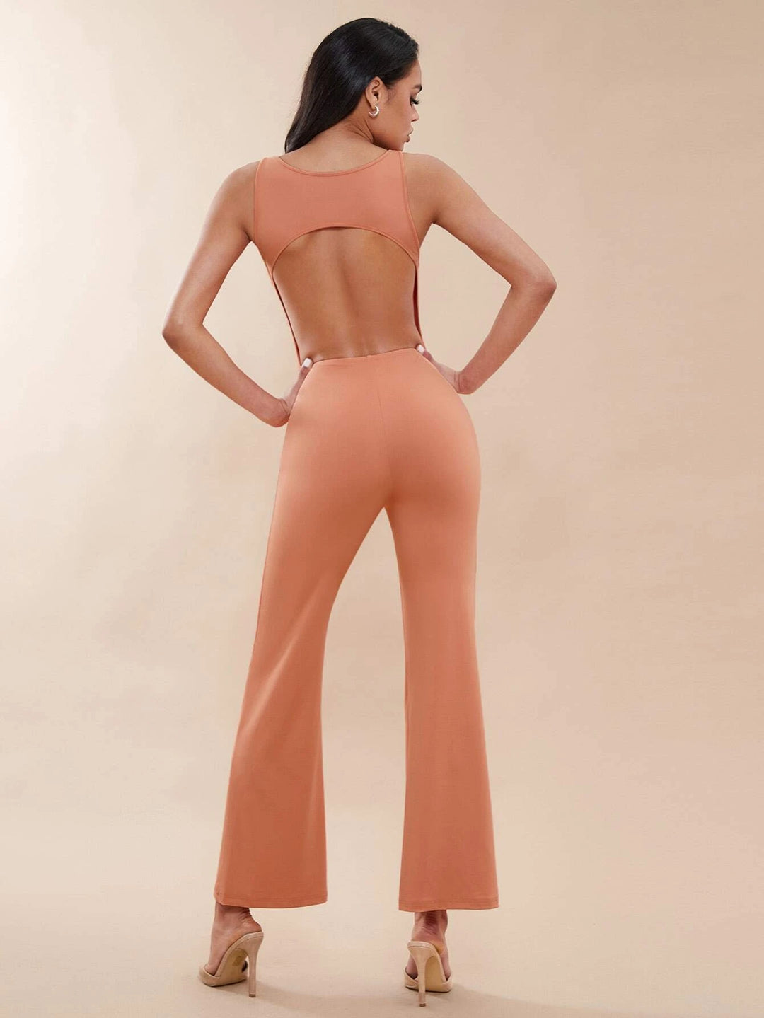 Solid Colored Wide Bottom Jumpsuit