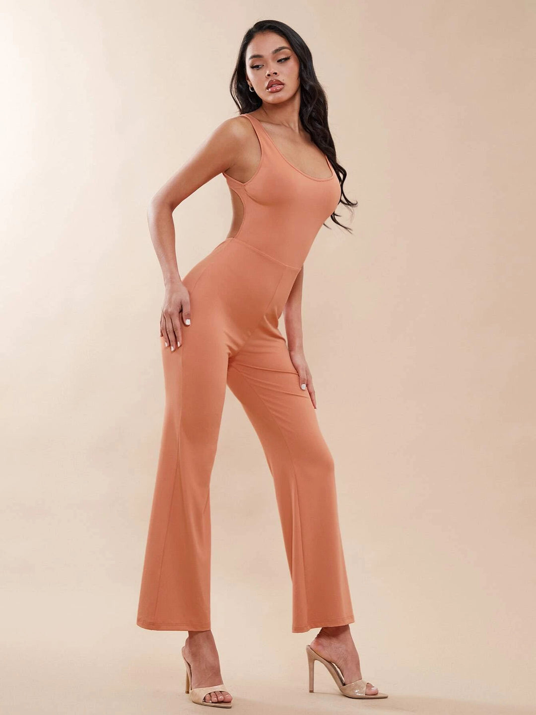 Solid Colored Wide Bottom Jumpsuit