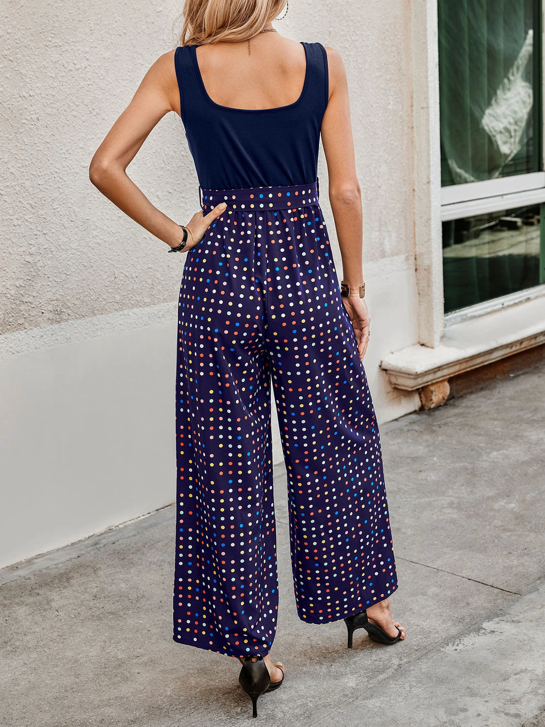 Polka Dot Wide Length Jumpsuit