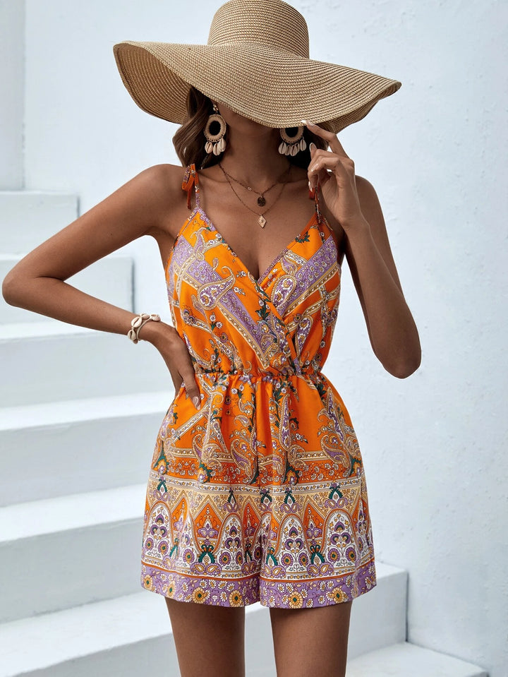 Ethnic Print Cami Romper