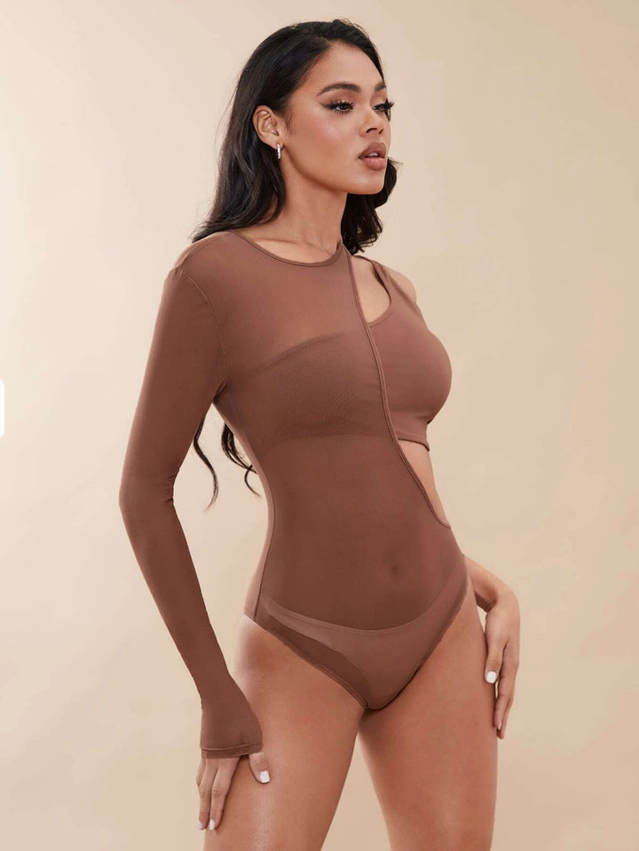 Solid Colored Asymmetrical Neck Bodysuit