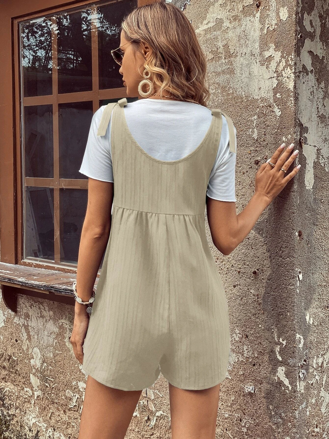 Tie Shoulder Romper Without Tee