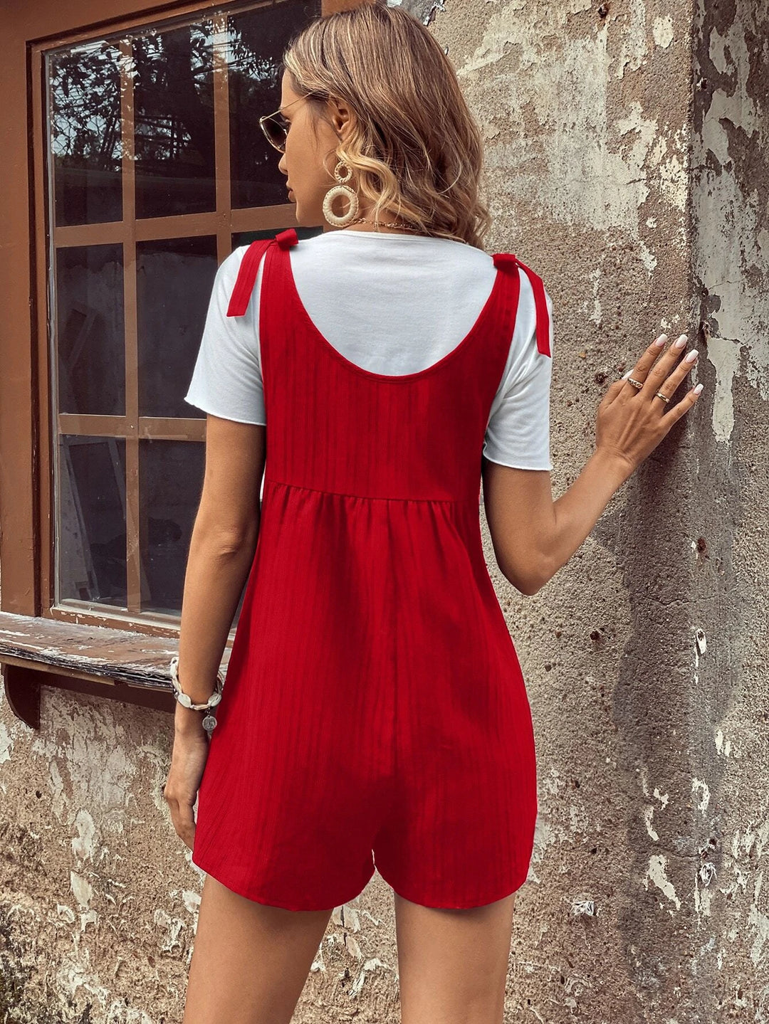 Tie Shoulder Romper Without Tee