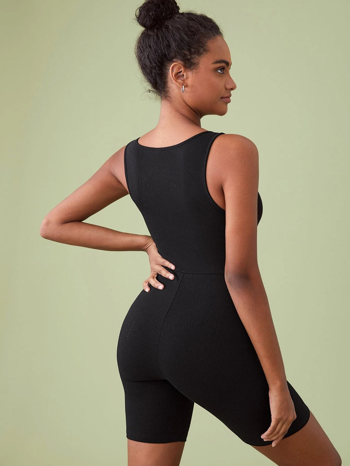 Cotton Made Plain Unitard Romper