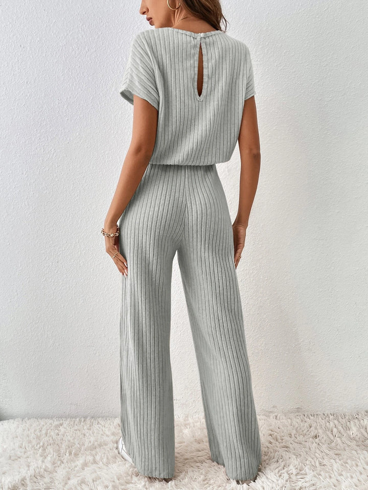 Ribbed Knit Back Jumpsuit