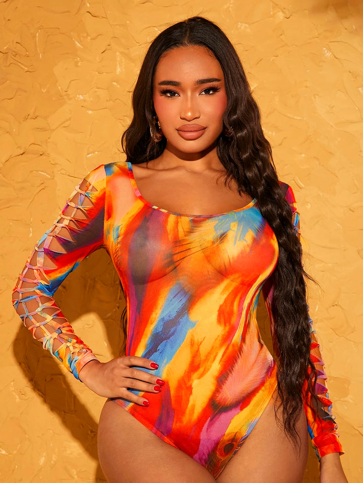 Tie Dye Scoop Neck Bodysuit